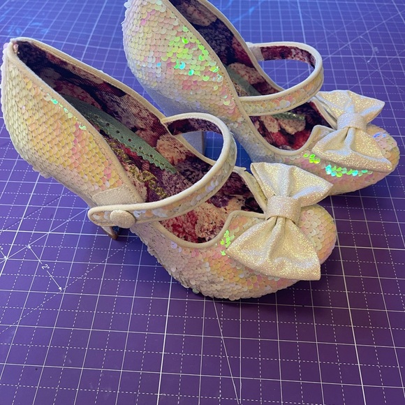 Irregular Choice Iridescent Sequin Heels with Bow - Picture 2 of 3